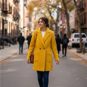 TALBOTS WOMENS SIZE 6 COAT WOOL ( BOILED ) DARK YELLOW BRAND NEW